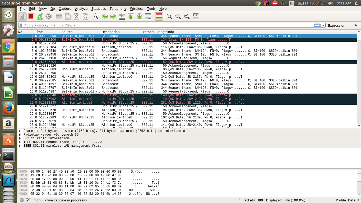 check mac addresses in wireshark for captured packets